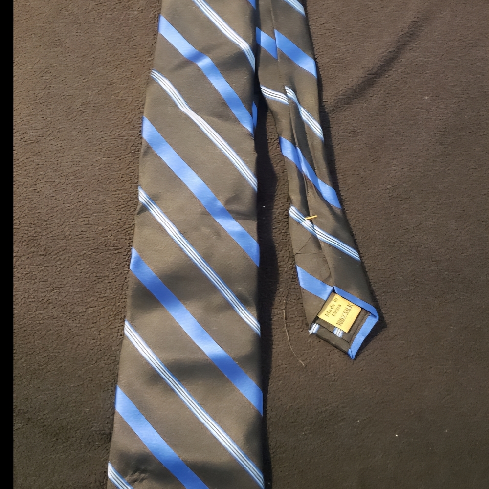 Class Club Blue and Black Striped Tie